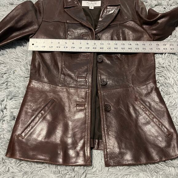 Vintage Wilsons Leather Brown Fitted Jacket Small - Picture 6 of 12